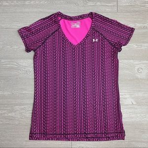 Under Armour Magenta Sport V Neck T-Shirt Small